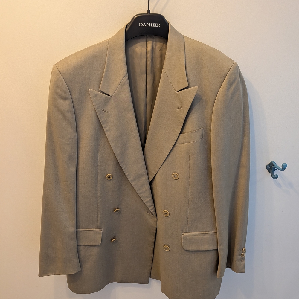 Valentino Men's Double-Breasted Taupe Blazer